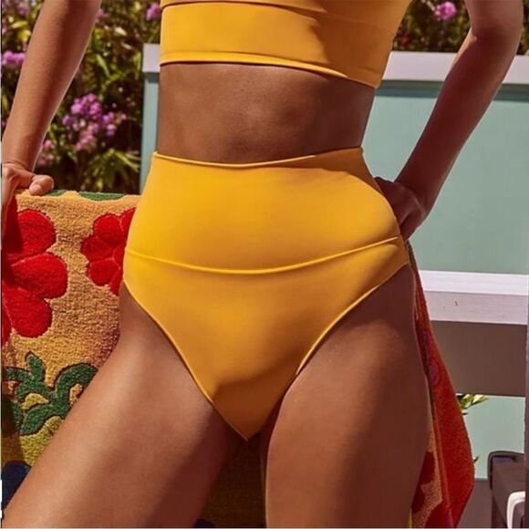 Free People It's Now Cool The Contour Solid High-Waist Surf Bottoms Orange XS - Picture 7 of 8